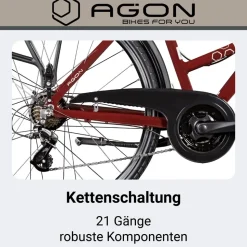 Agon Avesa E Bike Trekkingrad Damen Herren ab 155 cm mit Nabenmotor Pedelec Trekking Fahrrad mit 21 Gang und Beleuchtung StVZO Tiefeinsteiger