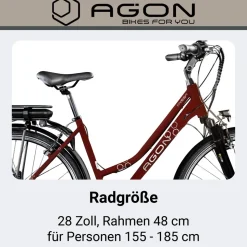 Agon Avesa E Bike Trekkingrad Damen Herren ab 155 cm mit Nabenmotor Pedelec Trekking Fahrrad mit 21 Gang und Beleuchtung StVZO Tiefeinsteiger