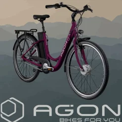 Agon Axis E-Bike 26 Zoll Citybike Damen Herren 140 - 165 cm Pedelec mit Nabenmotor Fahrrad 3 Gang und Beleuchtung StVZO