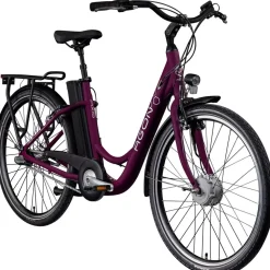 Agon Axis E-Bike 26 Zoll Citybike Damen Herren 140 - 165 cm Pedelec mit Nabenmotor Fahrrad 3 Gang und Beleuchtung StVZO
