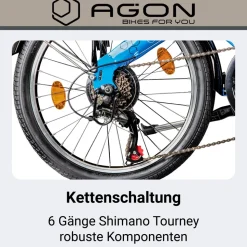 Agon Parklane Klapprad 150 - 185 cm Klappfahrrad mit 6 Gängen Fahrrad Faltrad mit Beleuchtung StVZO und Fahrradständer