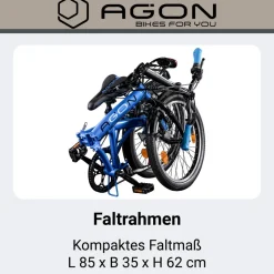 Agon Parklane Klapprad 150 - 185 cm Klappfahrrad mit 6 Gängen Fahrrad Faltrad mit Beleuchtung StVZO und Fahrradständer