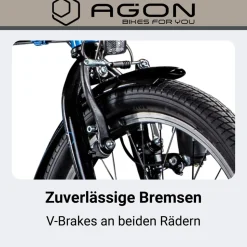 Agon Parklane Klapprad 150 - 185 cm Klappfahrrad mit 6 Gängen Fahrrad Faltrad mit Beleuchtung StVZO und Fahrradständer