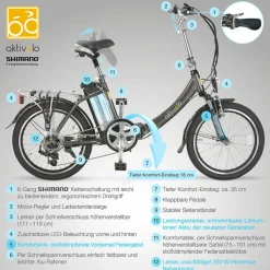 aktivelo Alu-Elektro-Faltrad Klapprad »Sport«, 20 Zoll