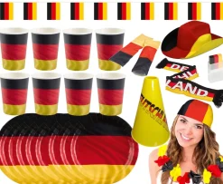 Amscan - Großes Deutschland Fan-Set (25-teilig) EM WM anfeuern schwarz rot gold Fußallparty