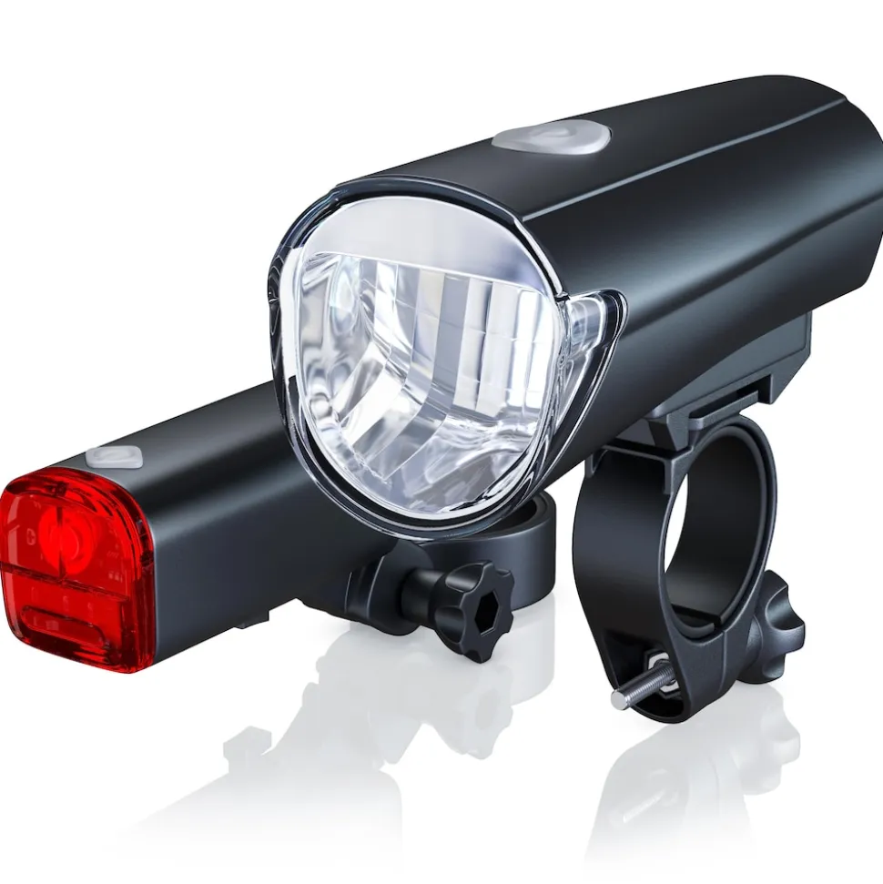Aplic LED Fahrradlampen Set mit Front & Rücklicht StVZO zugelassen / Energiesparend / 30 Lux