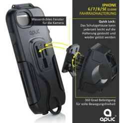 Aplic wasserabweisende Fahrradhalterung für Apple iPhone 6 / 7 für alle Fahrradtypen und Lenker