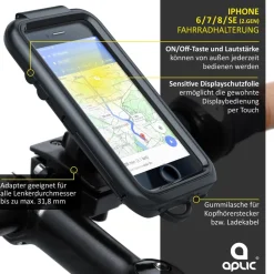 Aplic wasserabweisende Fahrradhalterung für Apple iPhone 6 / 7 für alle Fahrradtypen und Lenker