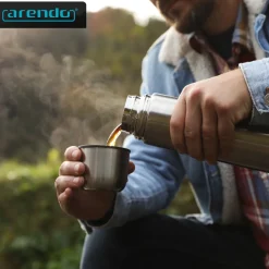Arendo Isolierflasche 1 L, Edelstahl Thermoflasche, BPA-frei, geschmacksneutral, für unterwegs, hält kalt & warm