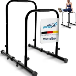 ArtSport Dip Barren - Dip Station bis 500 kg - Liegestützgriffe - verstellbar - Push Up Bar Schwarz