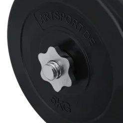 Artsport 3in1 Hantelset mit 2 Kurzhanteln, 1 Langhantel & 1 SZ Curlhantel – 12 Gewichte mit 60kg