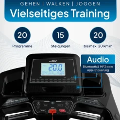 ArtSport Laufband Speedrunner 7000, 20 km/h elektrisch, klappbar mit App & MP3 – Schwarz