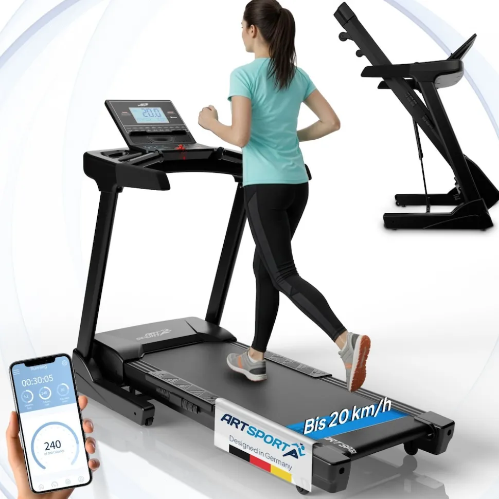 ArtSport Laufband Speedrunner 6000, 20 km/h elektrisch, klappbar mit App & MP3 – Schwarz