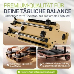 ARTSPORT® Pilates Reformer Board Movea in Schwarz - Ganzkörper-Fitnessgerät mit 6 Trainingsbändern, Mini Reformer inkl. 52 x Trainingsvideos