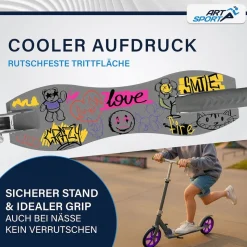 ArtSport Scooter Cityroller Graffity Big Wheel 205mm Räder klappbar höhenverstellbar - ab 3 Jahre