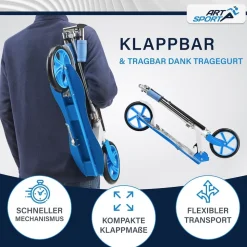 ArtSport Scooter Cityroller Graffity Big Wheel 205mm Räder klappbar höhenverstellbar - ab 3 Jahre