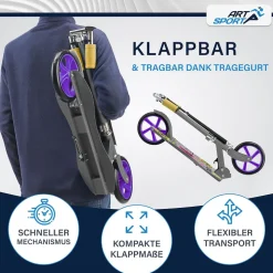 ArtSport Scooter Cityroller Graffity Big Wheel 205mm Räder klappbar höhenverstellbar - ab 3 Jahre