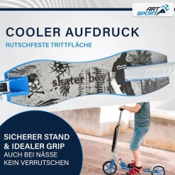 ArtSport Scooter Cityroller Graffity Big Wheel 205mm Räder klappbar höhenverstellbar - ab 3 Jahre