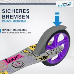 ArtSport Scooter Cityroller Graffity Big Wheel 205mm Räder klappbar höhenverstellbar - ab 3 Jahre
