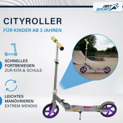 ArtSport Scooter Cityroller Graffity Big Wheel 205mm Räder klappbar höhenverstellbar - ab 3 Jahre