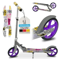 ArtSport Scooter Cityroller Graffity Big Wheel 205mm Räder klappbar höhenverstellbar - ab 3 Jahre