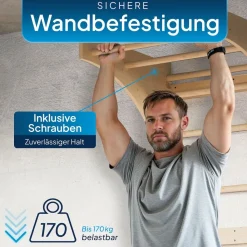 ArtSport Sprossenwand für Erwachsene - Indoor Klettergerüst aus Holz mit Klimmzugstange - Natur