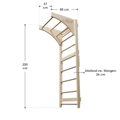 ArtSport Sprossenwand für Erwachsene - Indoor Klettergerüst aus Holz mit Klimmzugstange - Natur