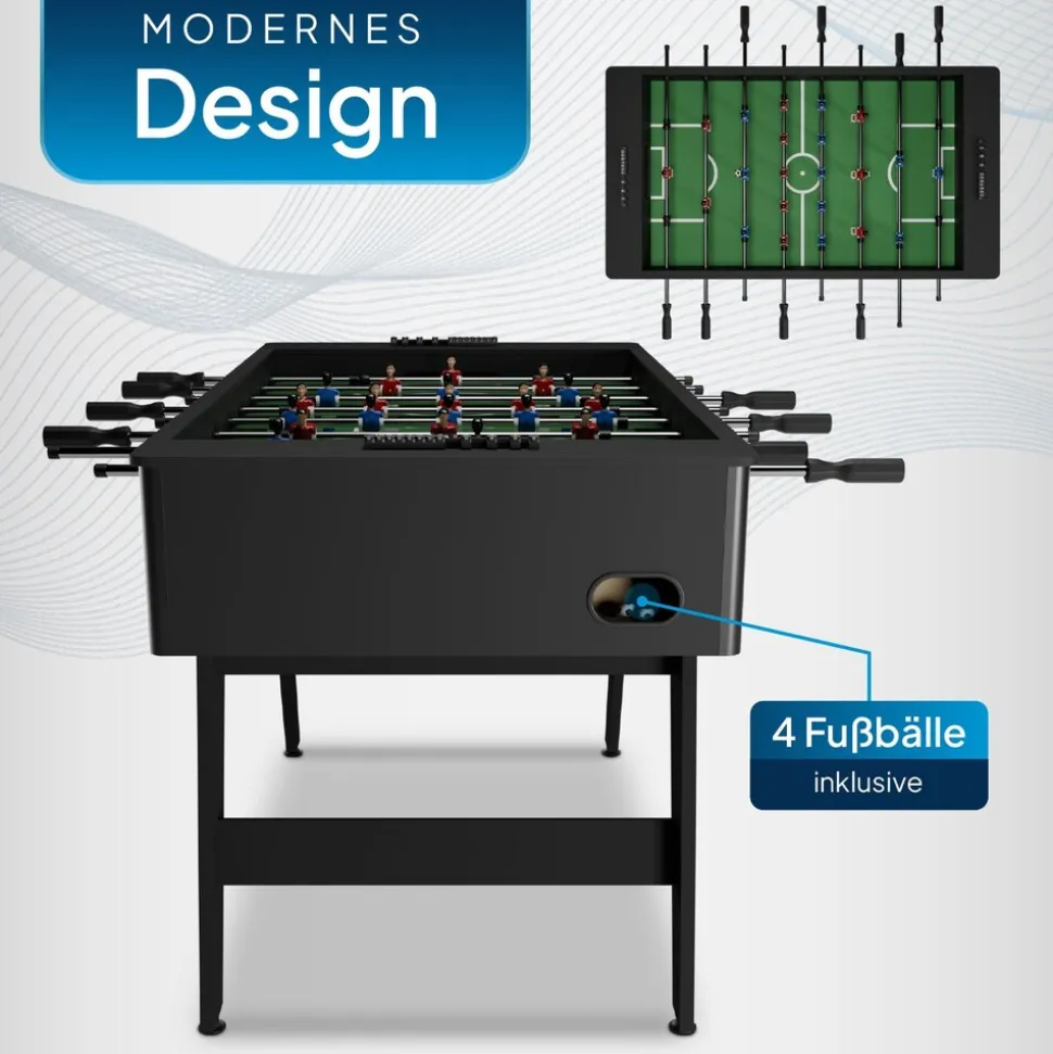 Artsport Tischkicker ProKick - MDF-Kickertisch mit Torzähler & Anti-Rutsch-Griffen – Schwarz