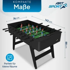 Artsport Tischkicker ProKick - MDF-Kickertisch mit Torzähler & Anti-Rutsch-Griffen – Schwarz