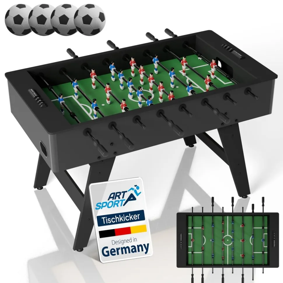 Artsport Tischkicker ProKick - MDF-Kickertisch mit Torzähler & Anti-Rutsch-Griffen – Schwarz
