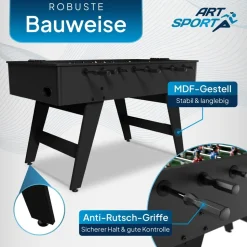 Artsport Tischkicker ProKick - MDF-Kickertisch mit Torzähler & Anti-Rutsch-Griffen – Schwarz