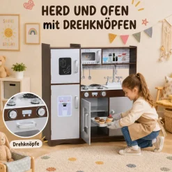 Baby Vivo Kinderküche Spielküche aus Holz - Toni in Braun