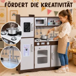 Baby Vivo Kinderküche Spielküche aus Holz - Toni in Braun