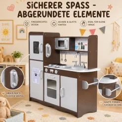 Baby Vivo Kinderküche Spielküche aus Holz - Toni in Braun