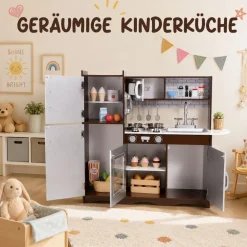 Baby Vivo Kinderküche Spielküche aus Holz - Toni in Braun