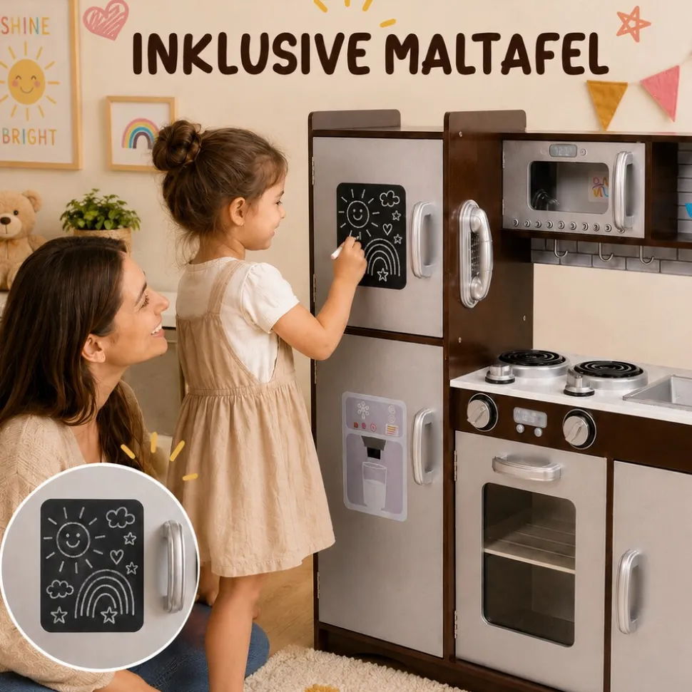 Baby Vivo Kinderküche Spielküche aus Holz - Toni in Braun
