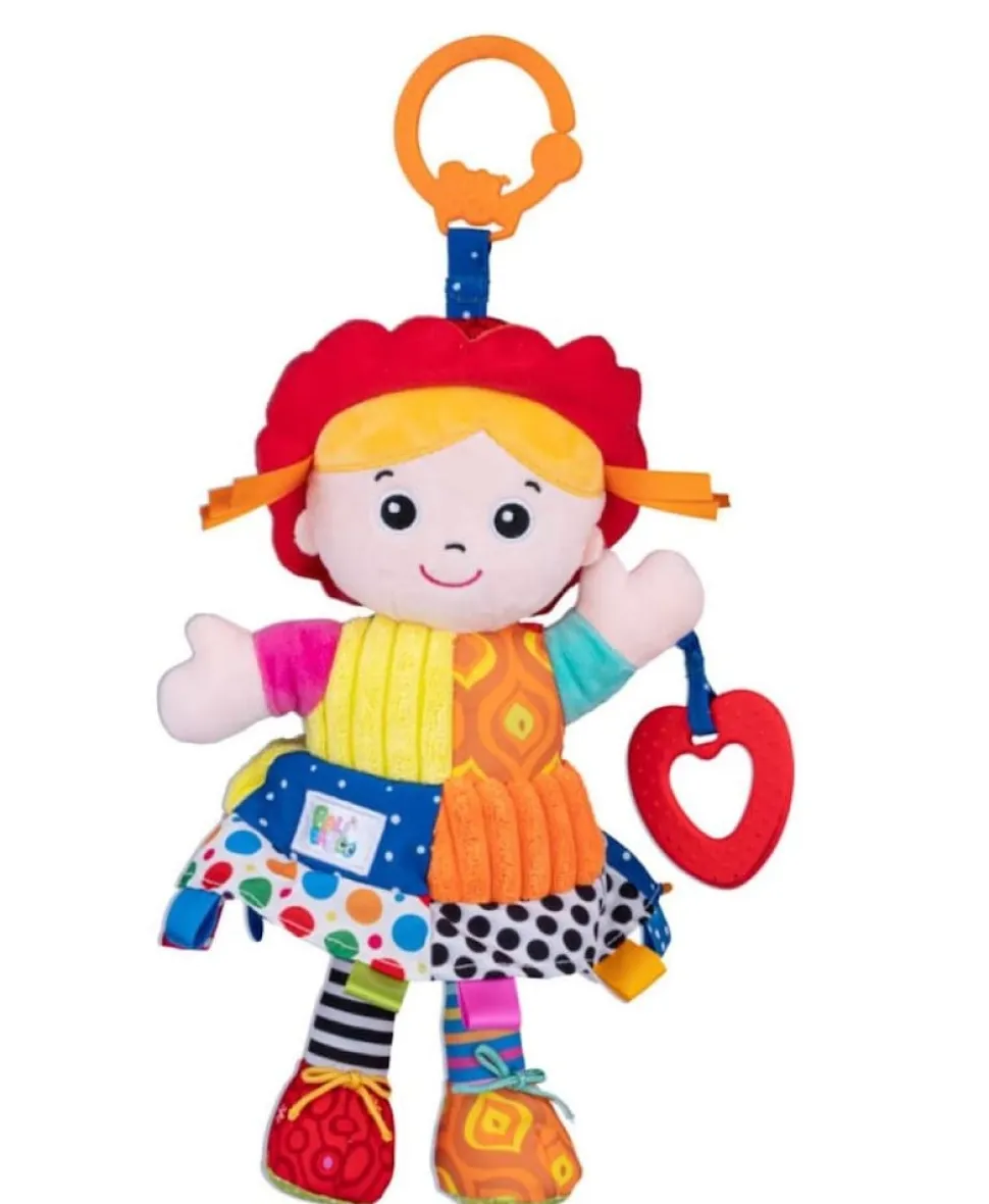 Bali Bazoo Baby Plüsch-Puppe Greifling Rassel C-Ring 81133 Beißring Stoffpuppe bunt