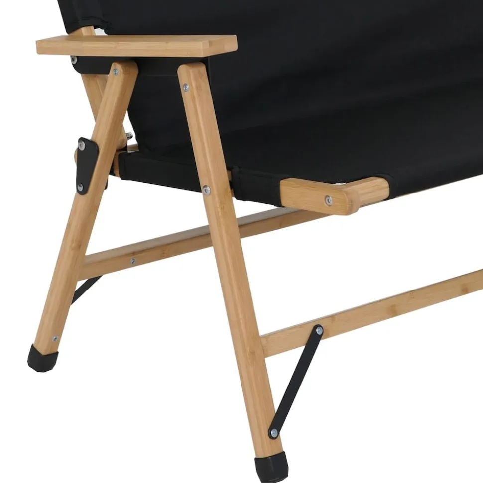 Bambus Campingbank MCW-Q40, Outdoorbank Picknickbank Gartenbank, klappbar Tragegriff Stoff/Textil 117cm ~ schwarz