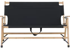 Bambus Campingbank MCW-Q40, Outdoorbank Picknickbank Gartenbank, klappbar Tragegriff Stoff/Textil 117cm ~ schwarz