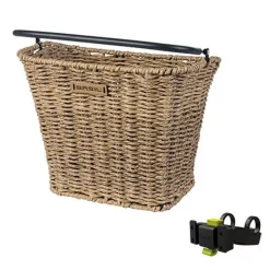 Basil Bremen Rattan Look KlickFix Fahrradkorb vorne Fahrrad Lenkerkorb mit Halterung Vorderradkorb abnehmbar Einkaufskorb