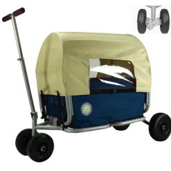 Beachtrekker Faltbarer Bollerwagen "LiFe" + Feststellbremse + Verdeck, Blau