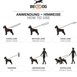 BedDog Hundeleine SPIKE verstellbar in 3 Längen Führleine, Laufleine