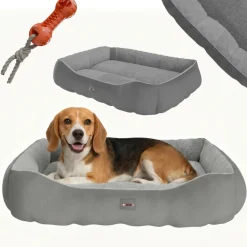 BENNO® Hundebett SAMMY 80x65x17 cm, quadratisch, Polyester, maschinenwaschbar, rutschfest, inkl. Kauknochen