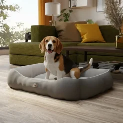 BENNO® Hundebett SAMMY 80x65x17 cm, quadratisch, Polyester, maschinenwaschbar, rutschfest, inkl. Kauknochen