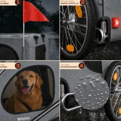 BENNO® Hundefahrradanhänger LUNA Kleintierfahrradanhänger Buggy faltbar, grau