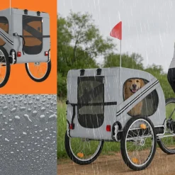 BENNO® Hundefahrradanhänger LUNA Kleintierfahrradanhänger Buggy faltbar, grau