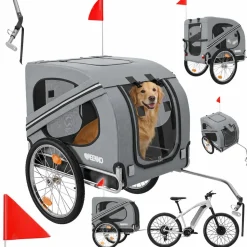 BENNO® Hundefahrradanhänger LUNA Kleintierfahrradanhänger Buggy faltbar, grau