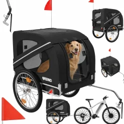 BENNO® Hundefahrradanhänger LUNA Kleintierfahrradanhänger Buggy faltbar, schwarz