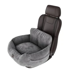 BENNO® Hundesitz BUDDY Autositz für Hunde 55x45x30 cm grau oder anthrazit – sicherer & bequemer Autokorb mit rutschfestem Boden, Gurten & waschbarem Kissen