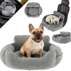 BENNO® Hundesitz BUDDY Autositz für Hunde 55x45x30 cm grau oder anthrazit – sicherer & bequemer Autokorb mit rutschfestem Boden, Gurten & waschbarem Kissen